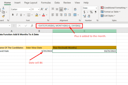 Add 6 Months to a Date in Excel