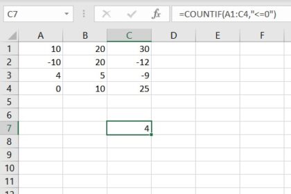 Using Excel Countif less than 0