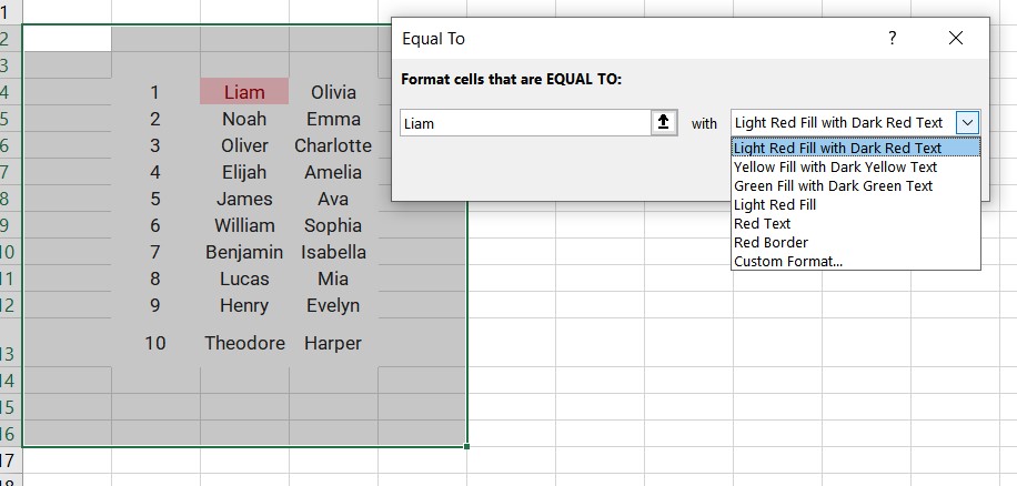 Excel format cell based on Text