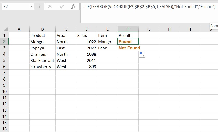 excel is a value in a list