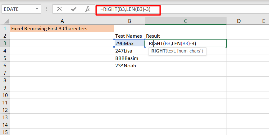 Excel Remove First Three Characters