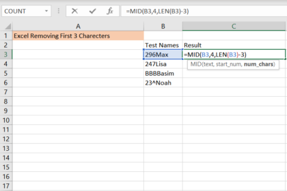 Excel Remove First Three Characters