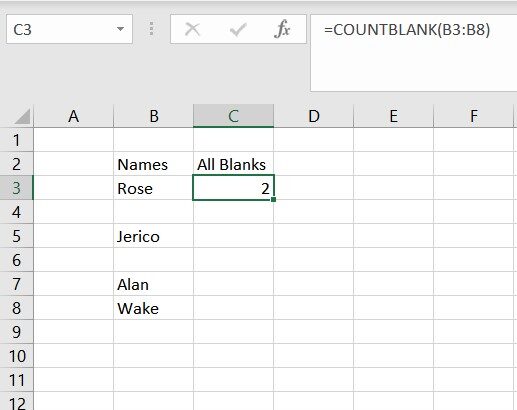 Counting Empty Cells in Excel