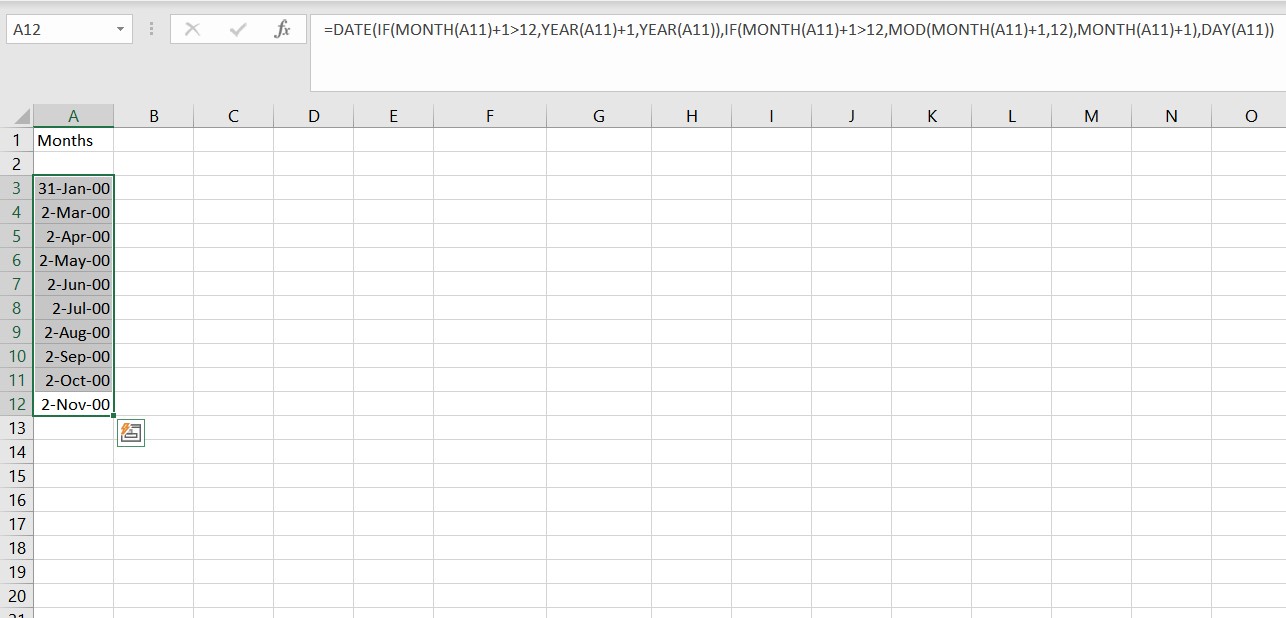 calculate rolling 12 months in excel