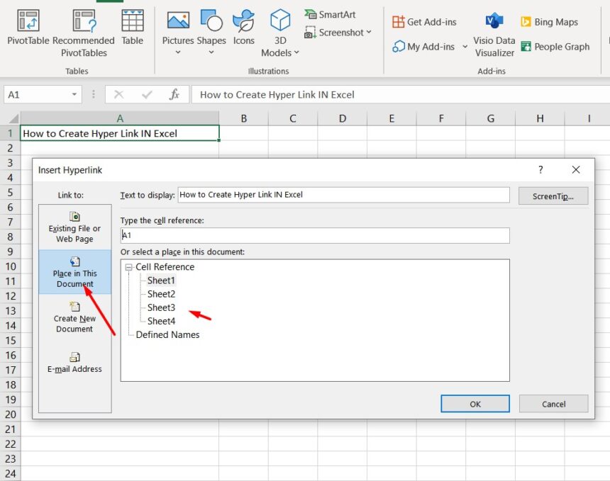 click the hyperlink in Excel to go to a specific page in a Word document