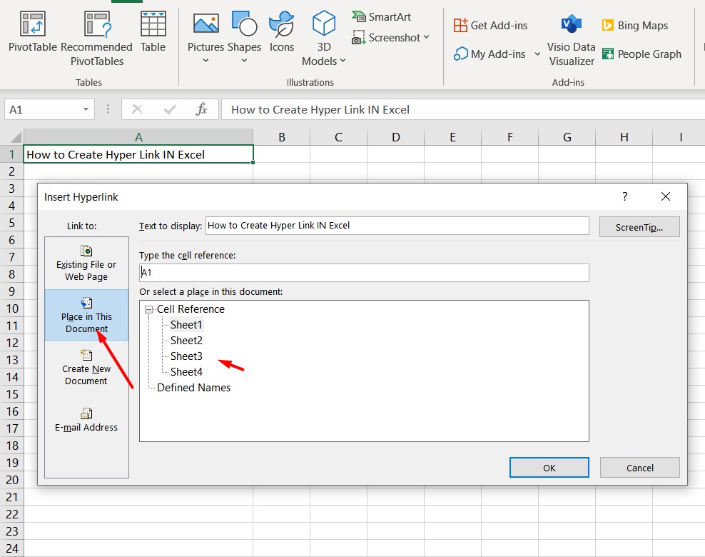 click the hyperlink in Excel to go to a specific page in a Word document