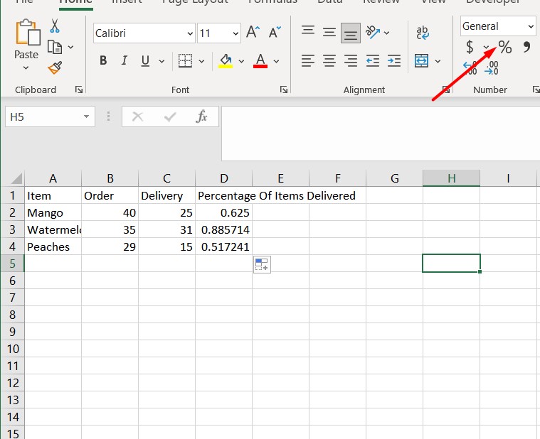 Percentage formula