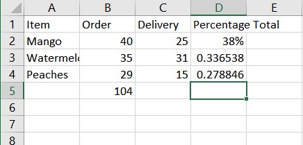 Percentage formula