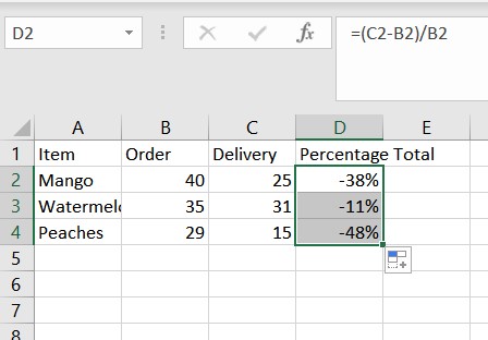 Percentage formula