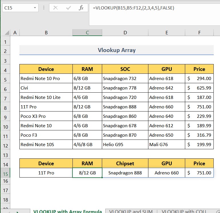 VLOOKUP Return Multiple Columns