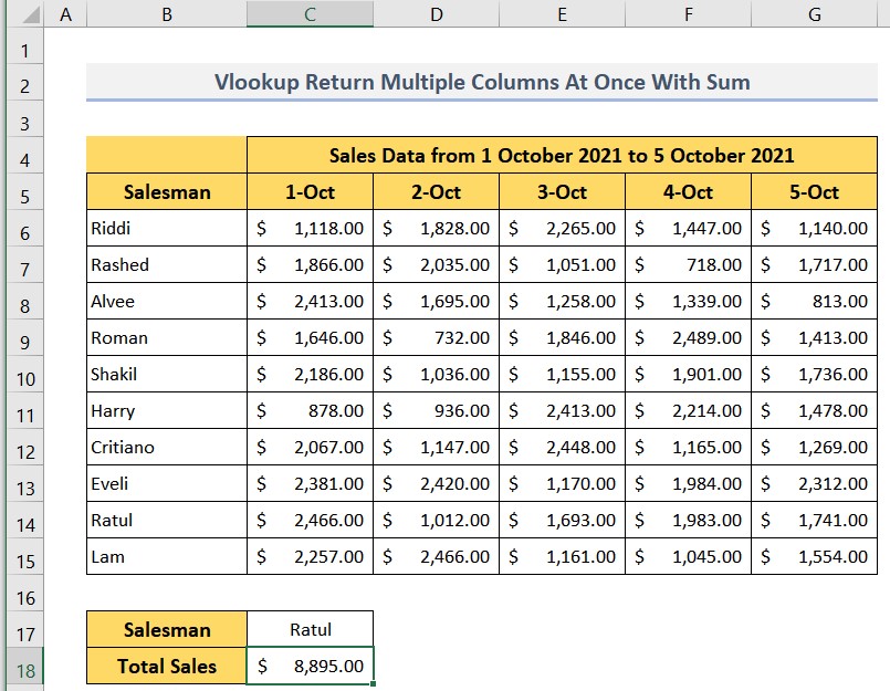 VLOOKUP Return Multiple Columns